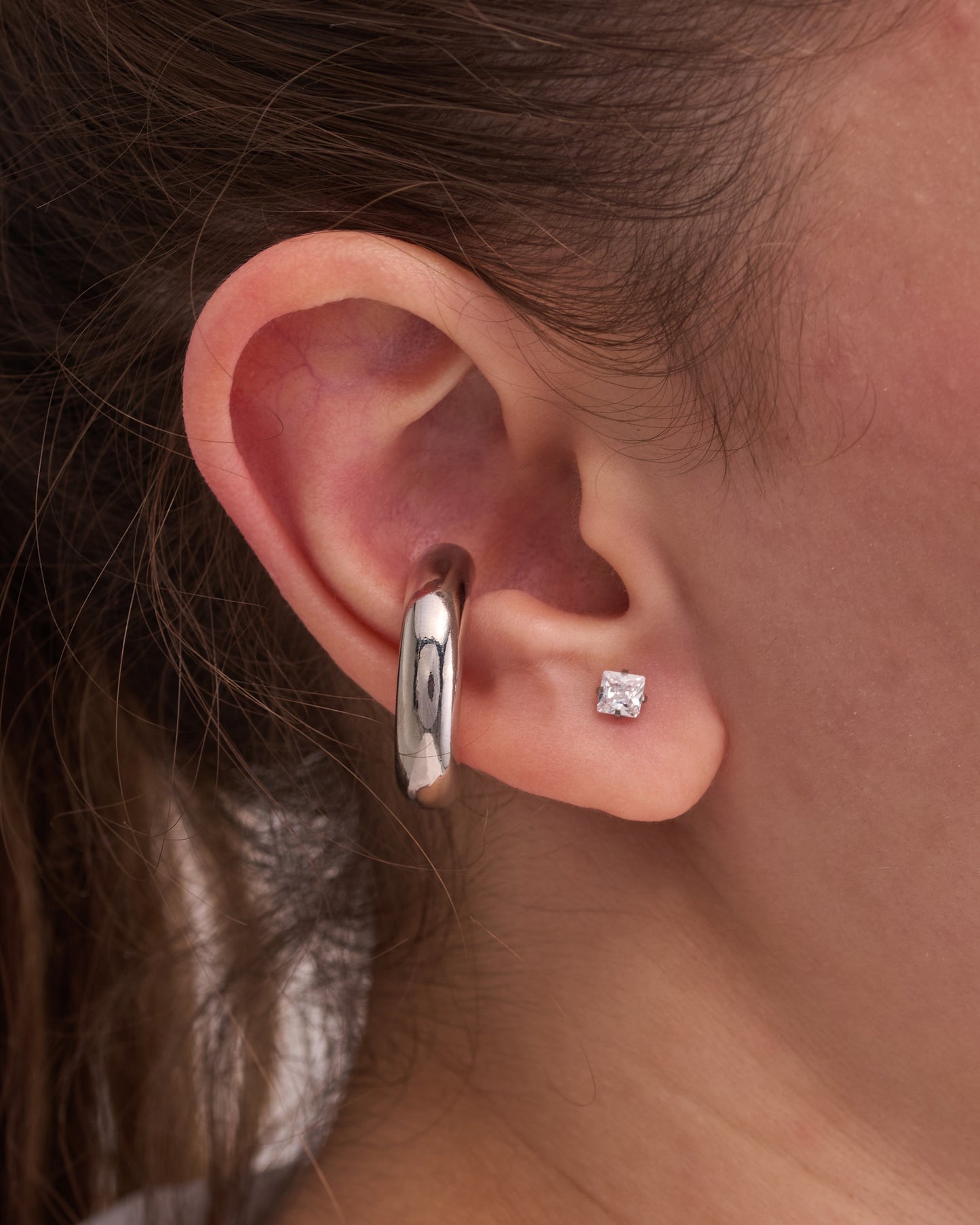 Silver ear cuff