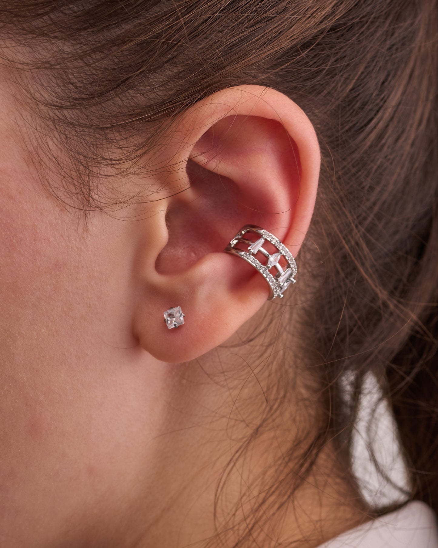Silver ear cuff