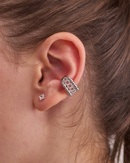 Silver ear cuff