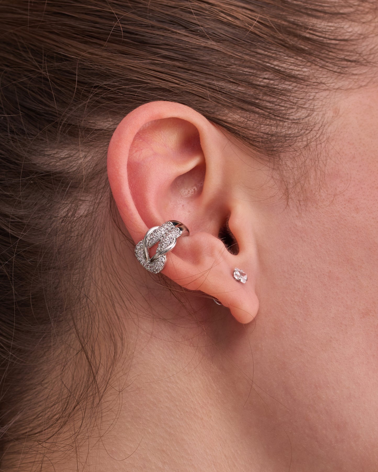 Silver ear cuff