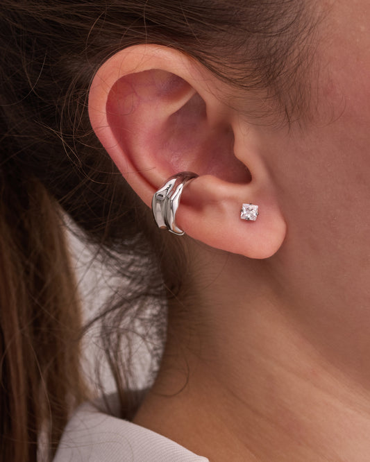 Silver ear cuff