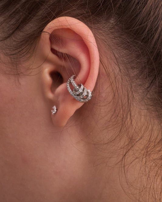 Silver ear cuff